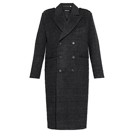 Autre Marque MISBHV Grey Wool Checked Double Breasted Coat Grey