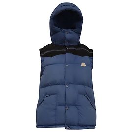Chaleco de plumón con capucha Moncler en algodón azul Multicolor
