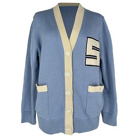 Sandro College-Style Cardigan aus blauer Wolle Blau