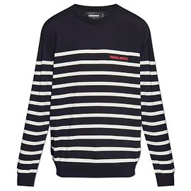 Pull Dsquared2 en laine bleu marine à rayures et logo Bleu Bleu Marine