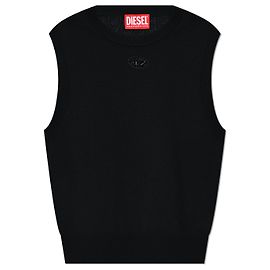 Diesel Top M-ARGA-SL Black Wool Sleeveless Top Black