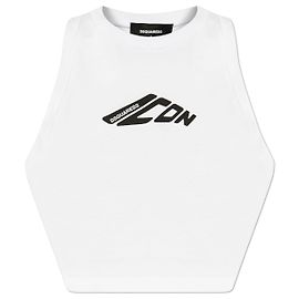 Crop top blanco sin mangas de algodón Dsquared2 con logo Blanco