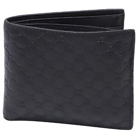 Gucci Microguccissima Bi-Fold Wallet in Black Leather Other Python print