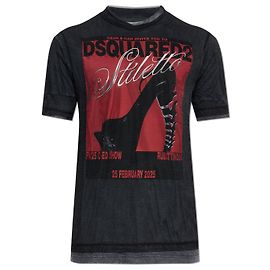 Dsquared2 Stiletto Logo T-Shirt Grau Baumwolle Grau