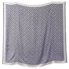 Sciarpa Louis Vuitton Monogram Denim in seta blu Multicolore