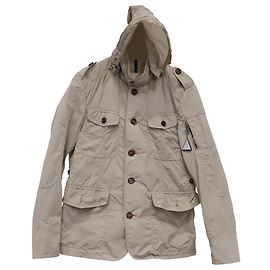 Moncler Button-Down Military Jacket in Beige Polyester Beige