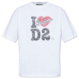 Camiseta de algodón blanca Dsquared2 X Vaquera Blanco