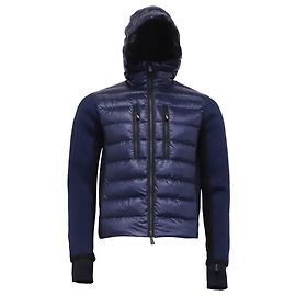 Moncler Grenoble Panelled Quilted Down Cardigan in Navy Blue Polyester  Blue Navy blue