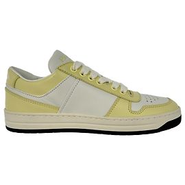 Sneakers basse Prada Downtown in pelle gialla e bianca Giallo