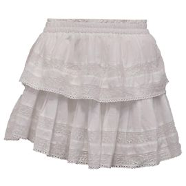 LoveShackFancy Lace Ruffle Mini Skirt in White Cotton White
