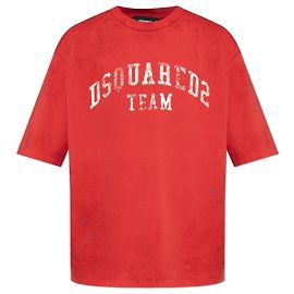 T-shirt vermelha com logótipo Dsquared2 em algodão Vermelho