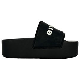 Sandales mules plateforme à logo Givenchy en caoutchouc noir Noir