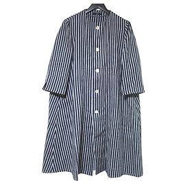 Autre Marque 45R Stripe Collarless Coat Blue Navy blue