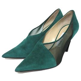 Escarpins à bout pointu en daim et mesh Jimmy Choo Vert