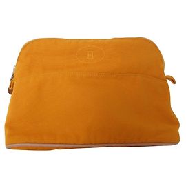 Hermès Hermes Bolide MM Bolso de lona de algodón Amarillo