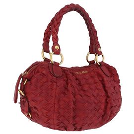Miu Miu Bolsa de mão em couro vermelho e dourado Outro