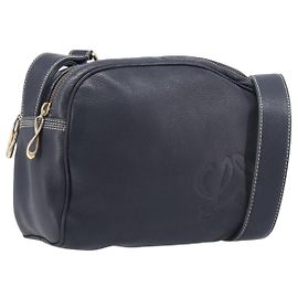 LOEWE Anagram Shoulder Bag Leather Navy Gold Altro