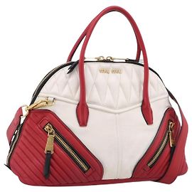Miu Miu Sac à main en cuir 2way Rouge Or Autre