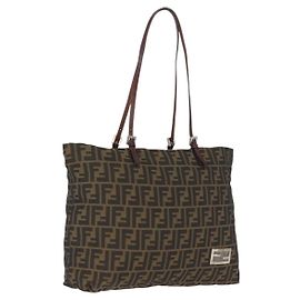 FENDI Zucca Canvas Tote Bag Braun Silber Andere