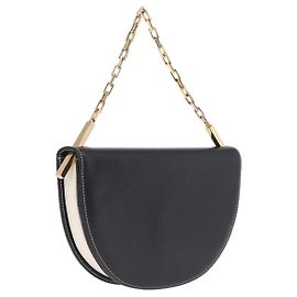 FENDI Bolsa de ombro em couro preto e dourado Outro