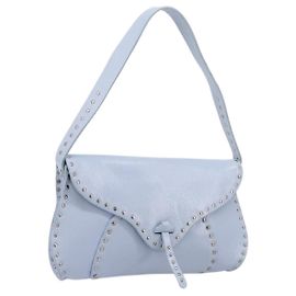 Céline CELINE Bolsa de Ombro em Couro Azul Claro Prateado Outro