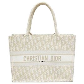 Dior Book Tote Medium Bag Oblique White Gold Weiß