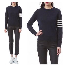 Thom Browne Gestreifter Wollpullover für Damen Blau