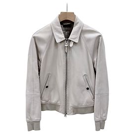 Tom Ford Leather Bomber Jacket Ivory White