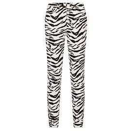 Autre Marque Vaqueros SAINT LAURENT con estampado de cebra Negro Blanco Blanco