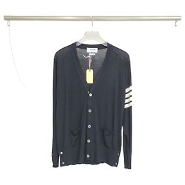 Thom Browne Navy Wool Armband Cardigan Blue