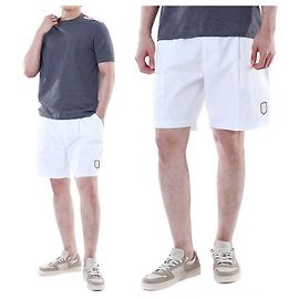 Brunello Cucinelli Half Shorts mit elastischem Bund und Tennis Logo Patch (White) Weiß
