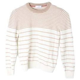 Brunello Cucinelli Kaschmir Strickpullover gestreift beige Braun