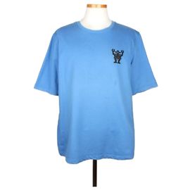 Hermès T-Shirt mit kurzen Ärmeln und Robot-Patch Blau
