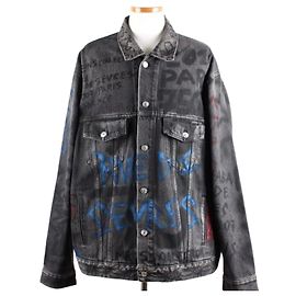 Balenciaga Graffiti Denim Jacke Blau