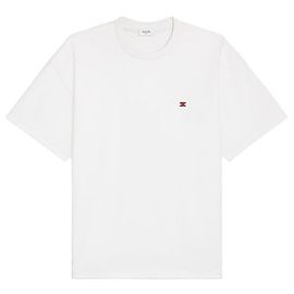 Céline Baumwoll-Jersey T-Shirt mit kurzen Ärmeln Weiß Weiß