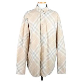 Burberry Check Cotton Oversized Shirt Beige Brown