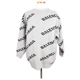 Balenciaga Tricot Multi-Logo Gris Marron