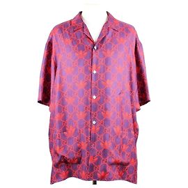 Gucci Camisa de bowling de seda Logo Multicolor