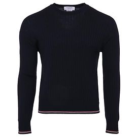 Thom Browne Merinowolle-Pullover im Rippenstrick Blau