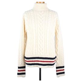 Thom Browne Cable Knit Turtleneck Sweater White