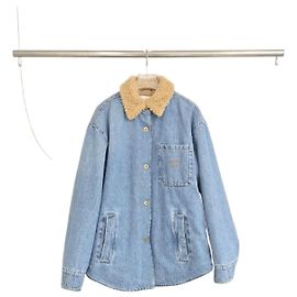 Miu Miu Bestickte Denim-Bomberjacke Blau