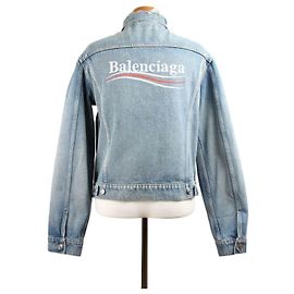 Balenciaga Wave Logo Denim Jacket Blue