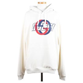 Gucci Sudadera con capucha de punto de algodón Off White Blanco