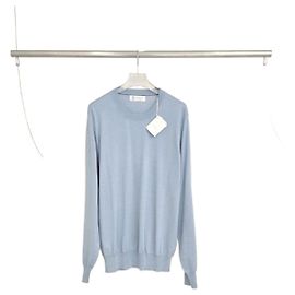 Brunello Cucinelli Pull en maille col rond Bleu clair Bleu