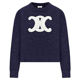 Céline Triumph Navy Rippstrick-Wollpullover für Damen Blau