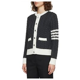 Thom Browne Merinowolle Aran-Zopfcardigan Braun