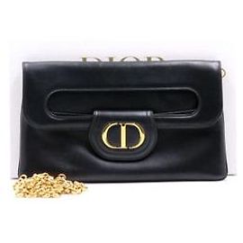 Dior Clutch Double Medium e Bolsa de Ombro com Corrente Dourada Crossbody Preto