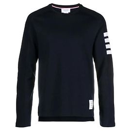 Thom Browne Baumwoll-T-Shirt mit langen Ärmeln Navy Blau