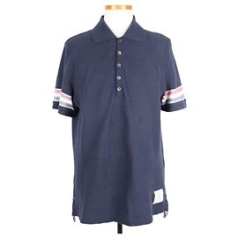 Thom Browne Texturiertes Baumwoll-Poloshirt Blau