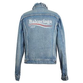Balenciaga Wave Logo Denim Jacket Size Blue